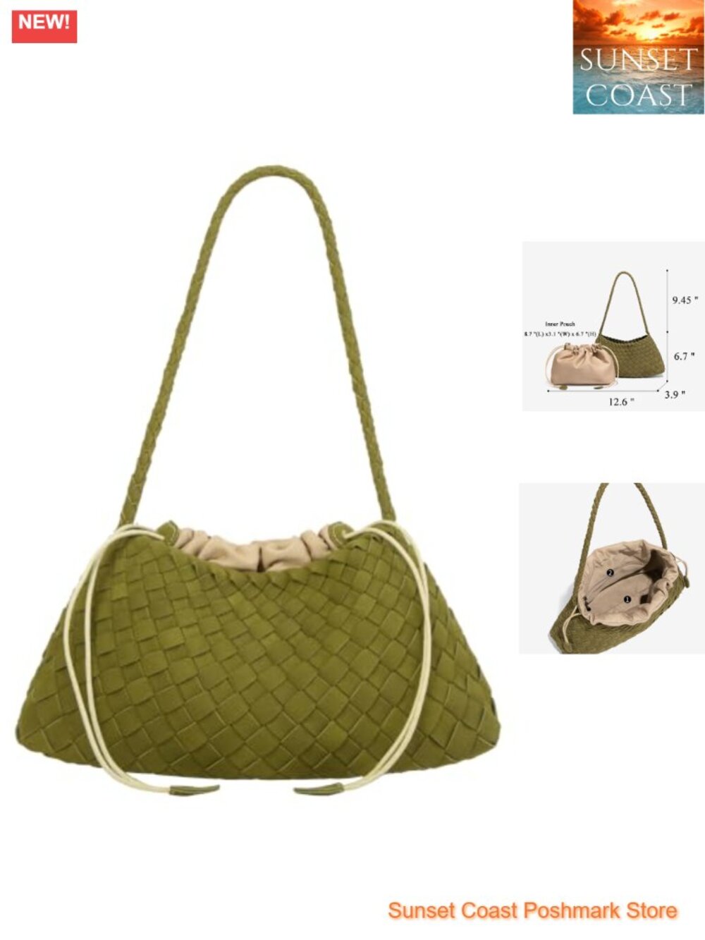 Suede Hobo Bag PU Leather Drawstring Shoulder Purse Tote Handbag